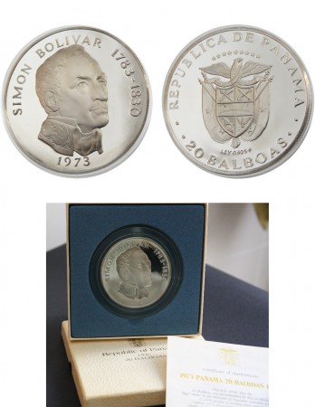 110 EUR  20 Balboas 1973  Proof  Plata 925   129,59 gr